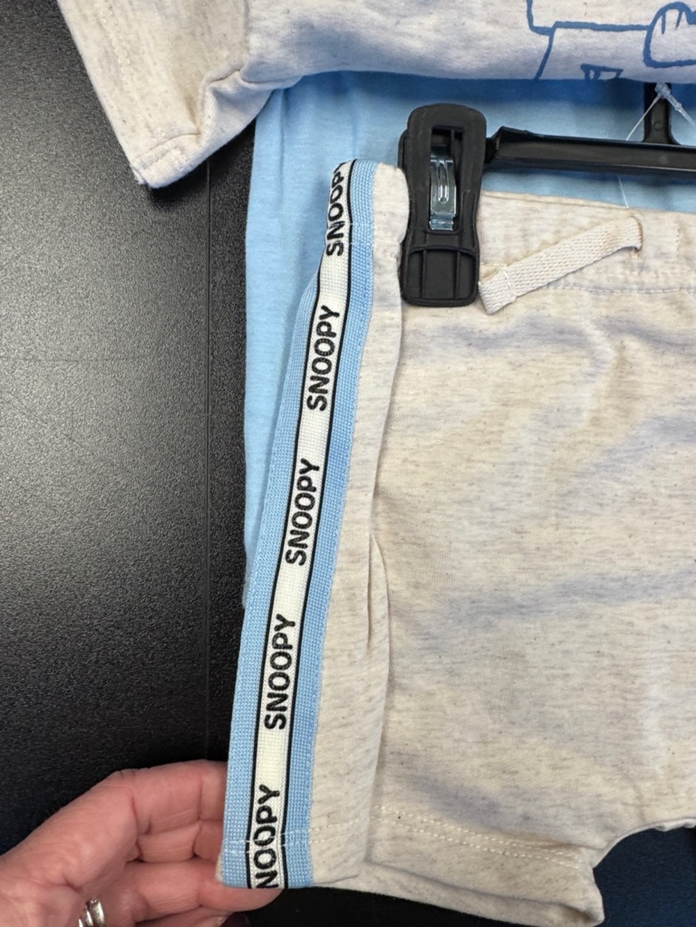 Peanuts Light Gray & Blue 'Too Cool' Kids Tee with Snoopy Pocket - Picture 5 of 11